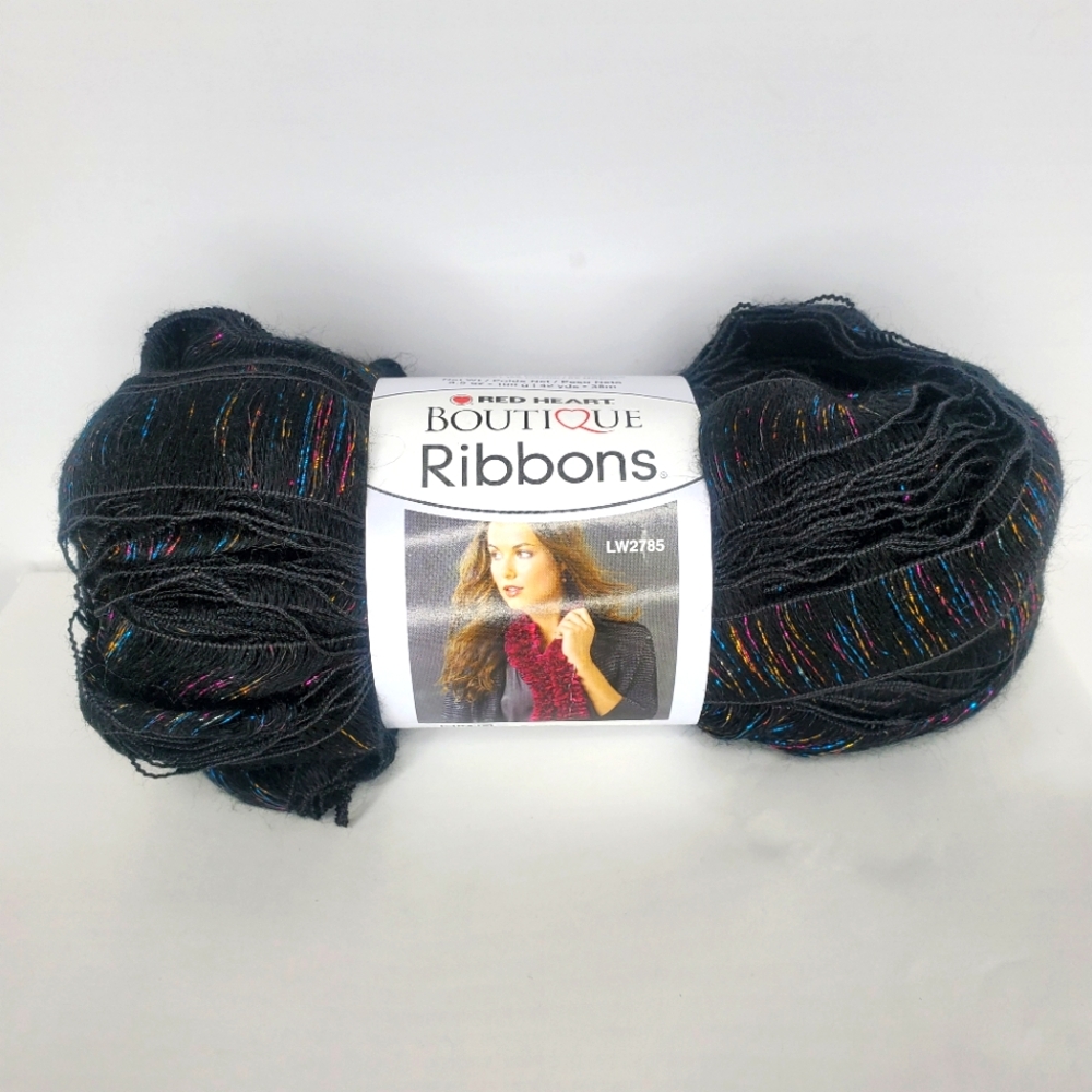 Red Heart Yarn Boutique Ribbons Metallic Ruffle 3.5oz. 42 Yards 1012 Black